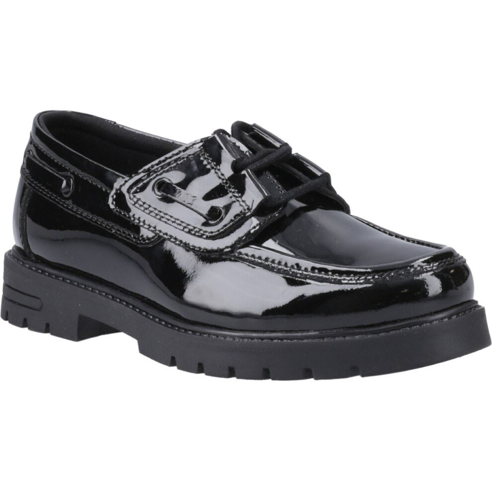 Hush Puppies (Black, 4 (Adults')) Lucy Leather Girls's Black Boat Shoes