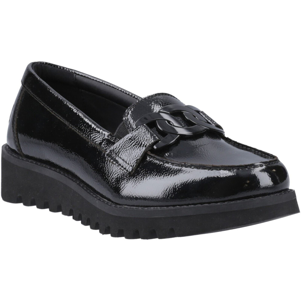(Black, 3 (Adults')) Hush Puppies Francis Loafer Patent Leather Girls's Black Loafers