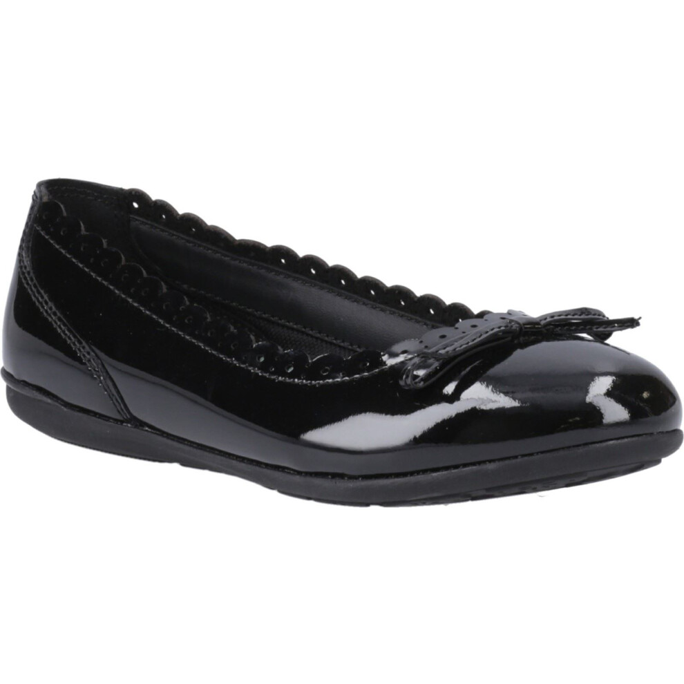 (Black, 1 (Adults')) Hush Puppies Lillie Ballerina Patent Leather Girls's Black Ballet Flats