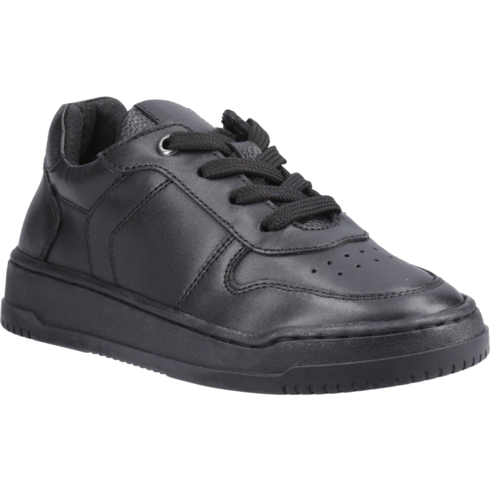 Hush Puppies (Black, 2 (Adults')) Dougie Leather Boys's Black Trainers