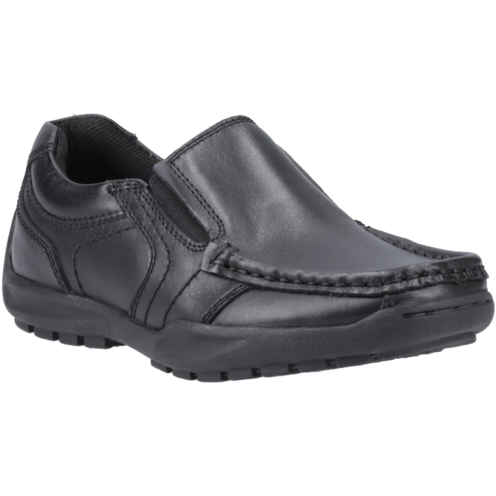 Hush Puppies (Black, 12 (Adults')) Morgan Leather Boys's Black Loafers