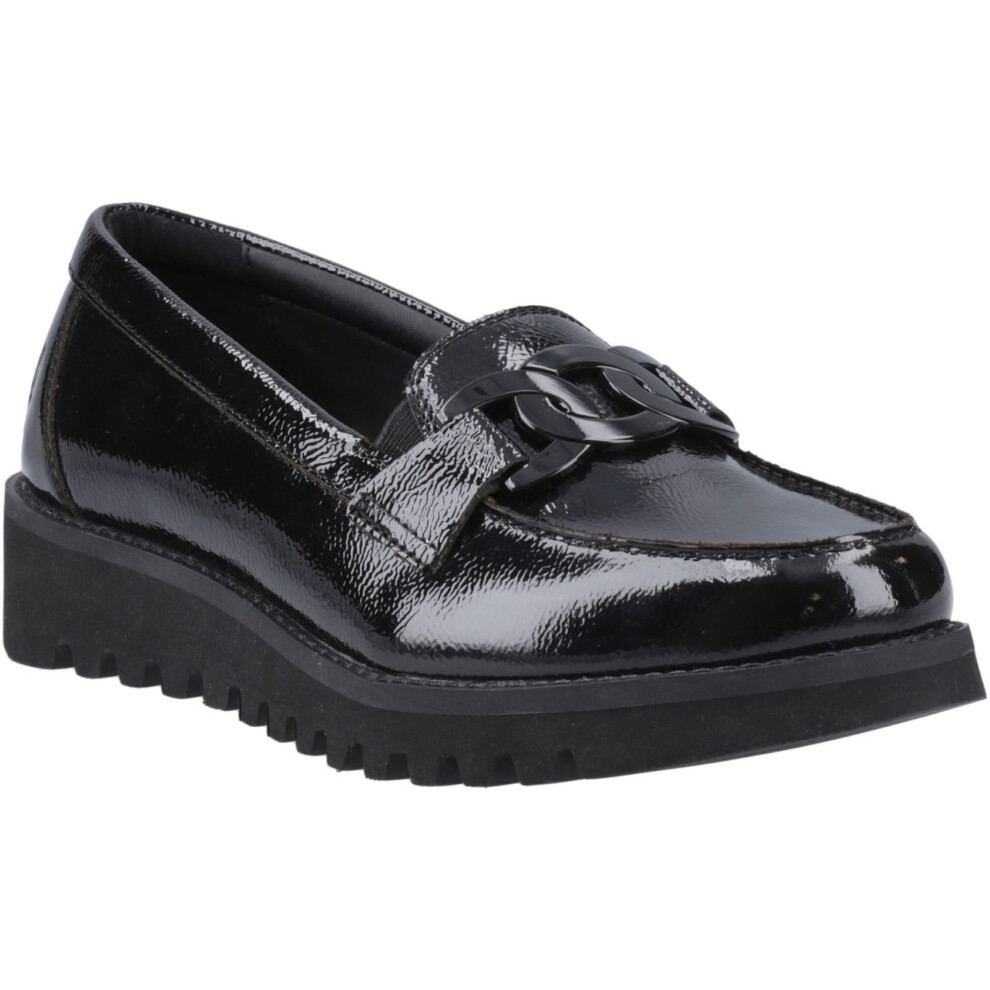 (Black, 6 (Adults')) Hush Puppies Francis Loafer Patent Leather Girls's Black Loafers