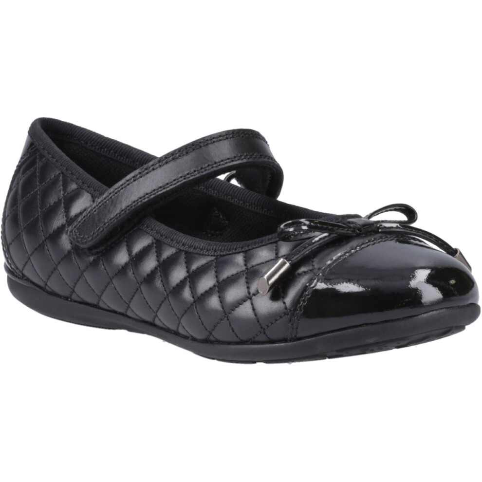 (Black, 3 (Adults')) Hush Puppies Lottie Leather Girls's Black Ballet Flats