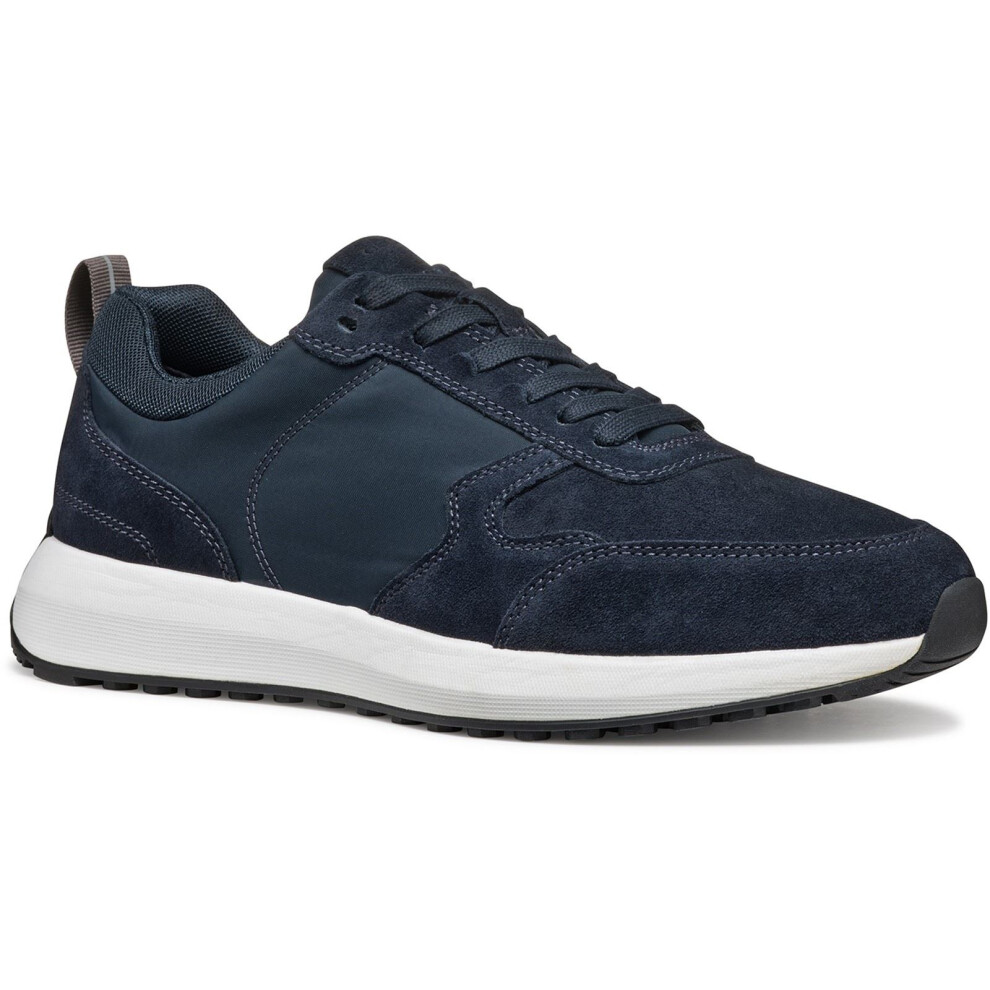 (Blue, 10 (Adults')) Geox U VOLPIANO Leather Men's Navy Trainers