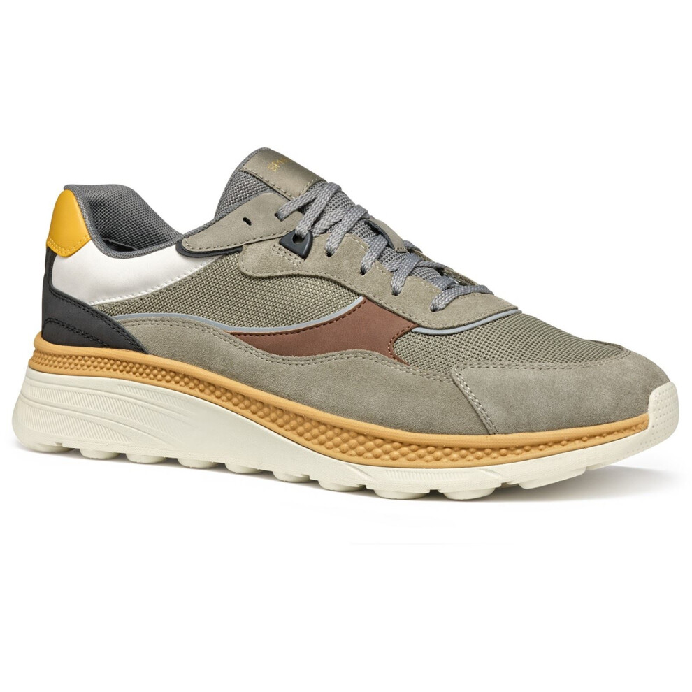 (Green, 7 (Adults')) Geox U SPHERICA ACTIF X1 Polyester Blend Men's Sage/Brown Trainers