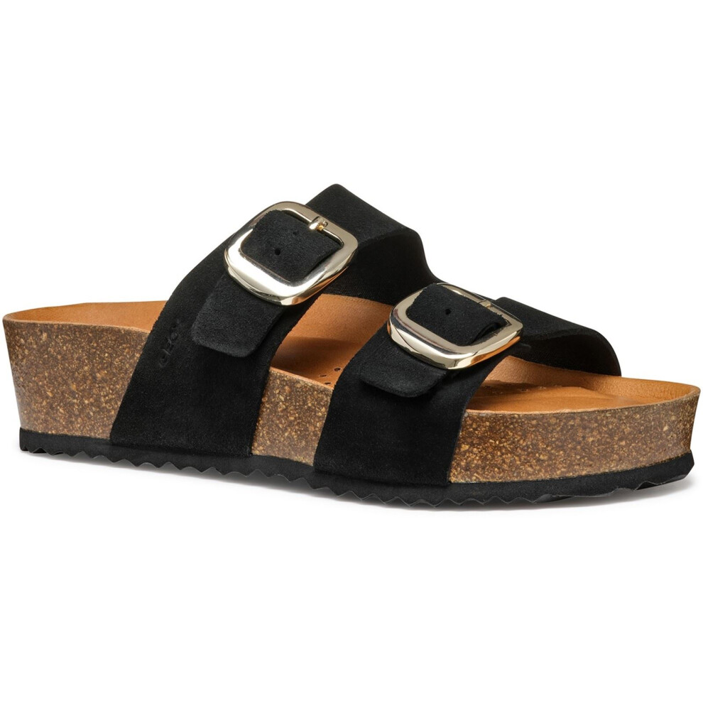 (Black, 3 (Adults')) Geox D BRIONIA H Leather Women's Black Wedges