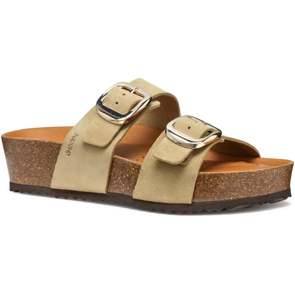 (Brown, 5 (Adults')) Geox D BRIONIA H Leather Women's Light Taupe Wedges