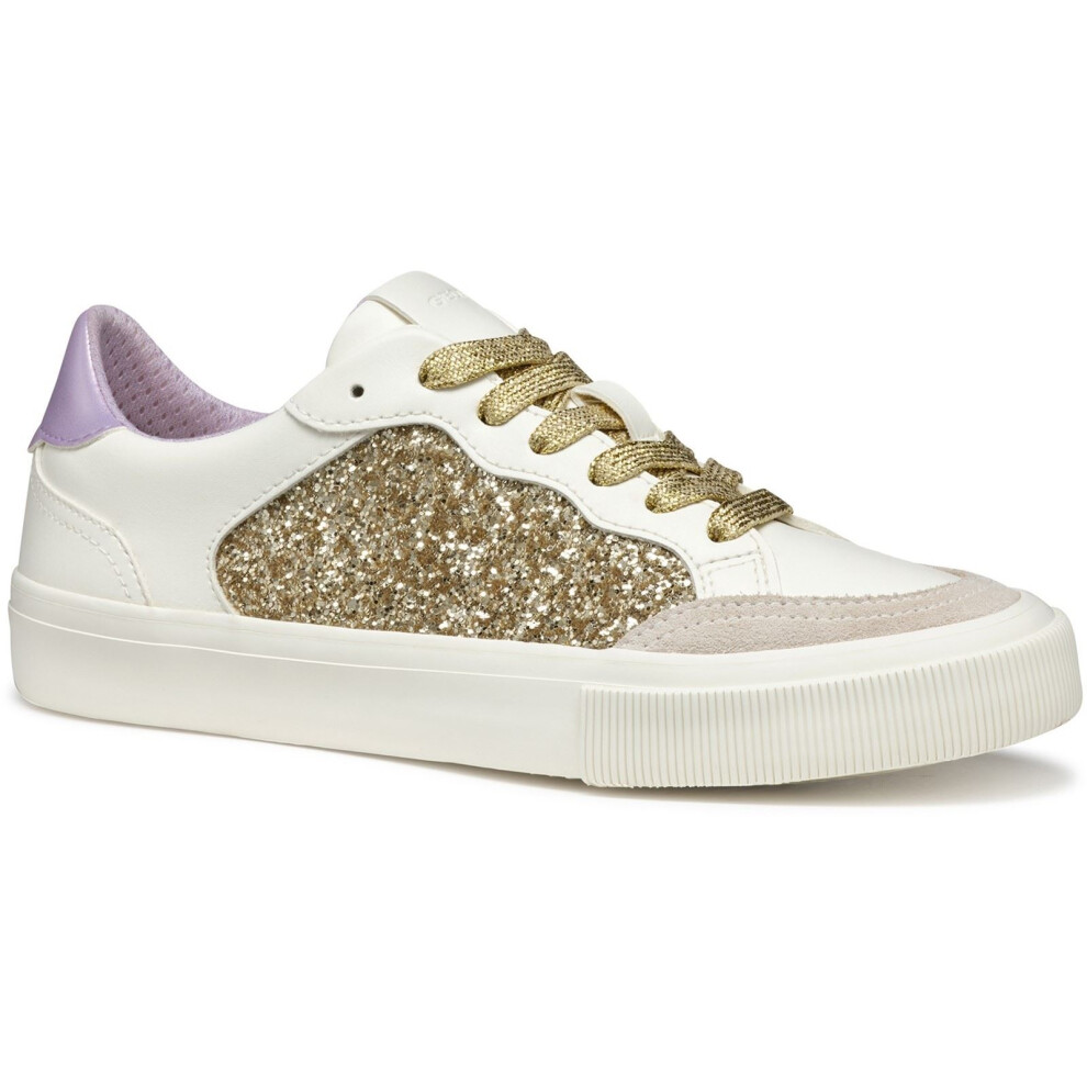 Geox (White, 6 (Adults')) D Emmeleny Women's Optic White/Light Gold Trainers