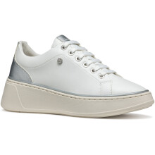 (White, 5 (Adults')) Geox D SUNNETTY Synthetic Polyurethane Women's White/Silver Trainers