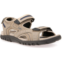 (Brown, 10.5 (Adults')) Geox UOMO SANDAL STRADA Men's Sand/Navy Flip Flops