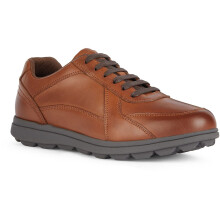 (Brown, 10.5 (Adults')) Geox U SPHERICA EC12 Leather Bovine Full Grain Men's Cognac Trainers
