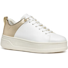 (White, 7 (Adults')) Geox D SPHERICA ECUB-2 Women's White/Light Gold Trainers