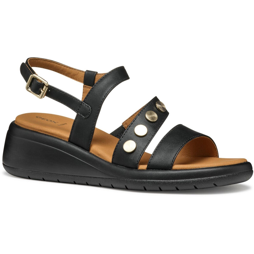 Geox (Black, 7.5 (Adults')) D Meliconia Synthetic Polyurethane Women's Black Wedges