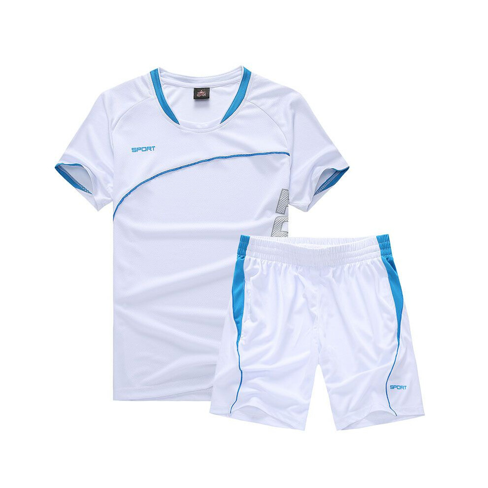 (White,L)Combinaison de sport homme course à pied séchage rapide manches courtes chemises été gym short