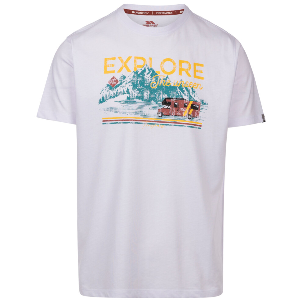(L, White) Trespass Mens Casual Printed T-Shirt Thelon