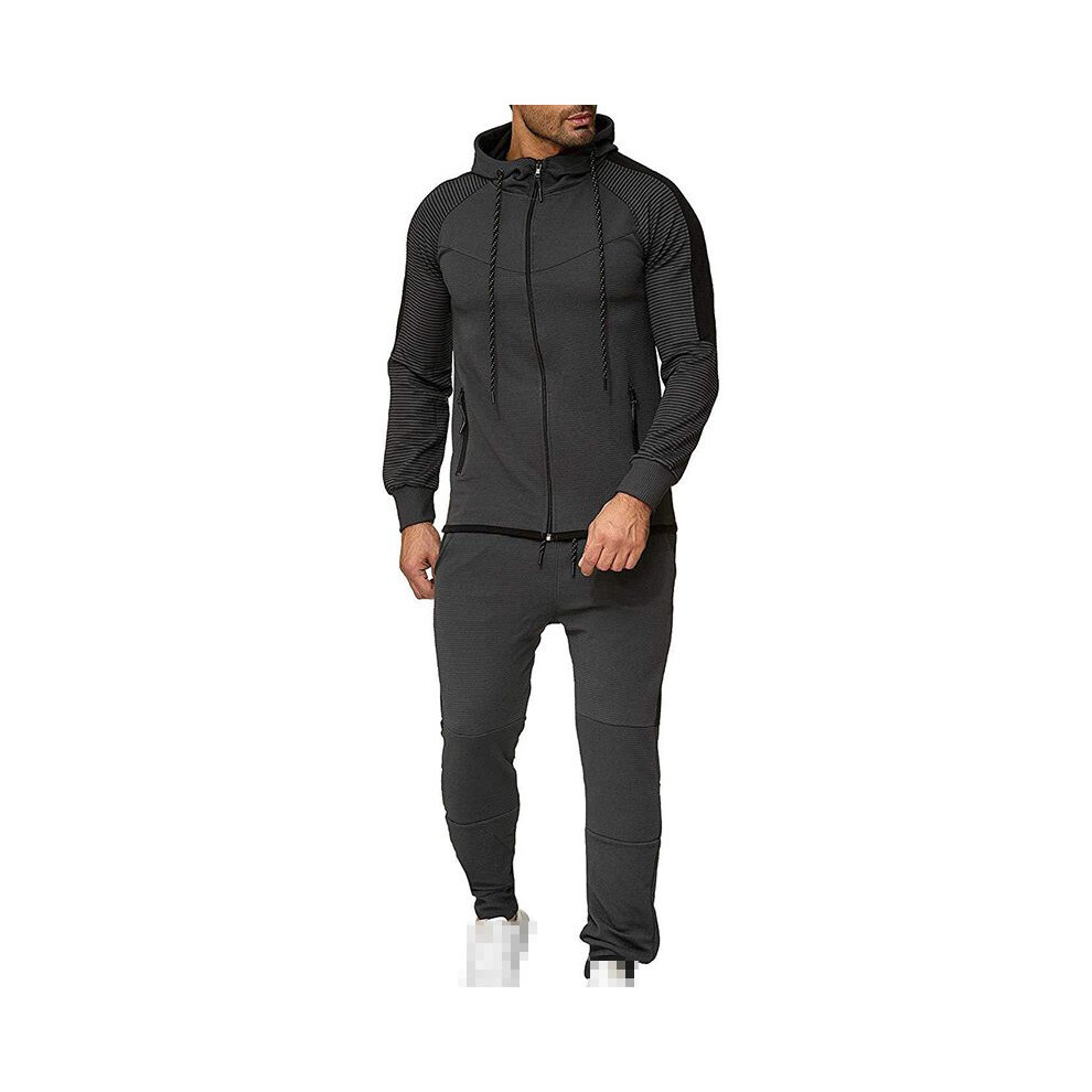 (DarkGray,XL)Ensemble survêtement homme sweat à capuche bas pull pantalon sweatshirts pantalon jogging