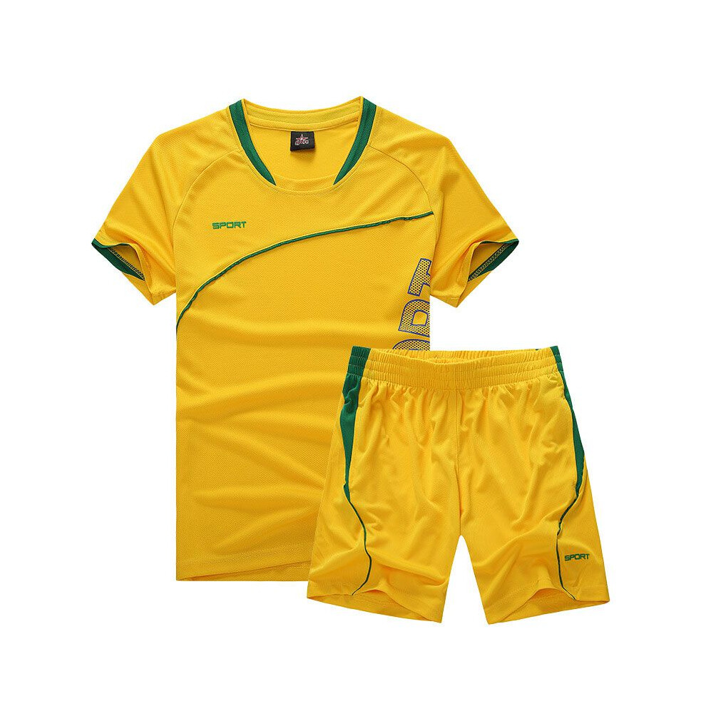 (Yellow,5XL)Combinaison de sport homme course à pied séchage rapide manches courtes chemises été short gym