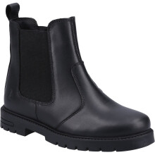 (Black, 2 (Adults')) Hush Puppies Laura JNR Leather Girls's Black Boots