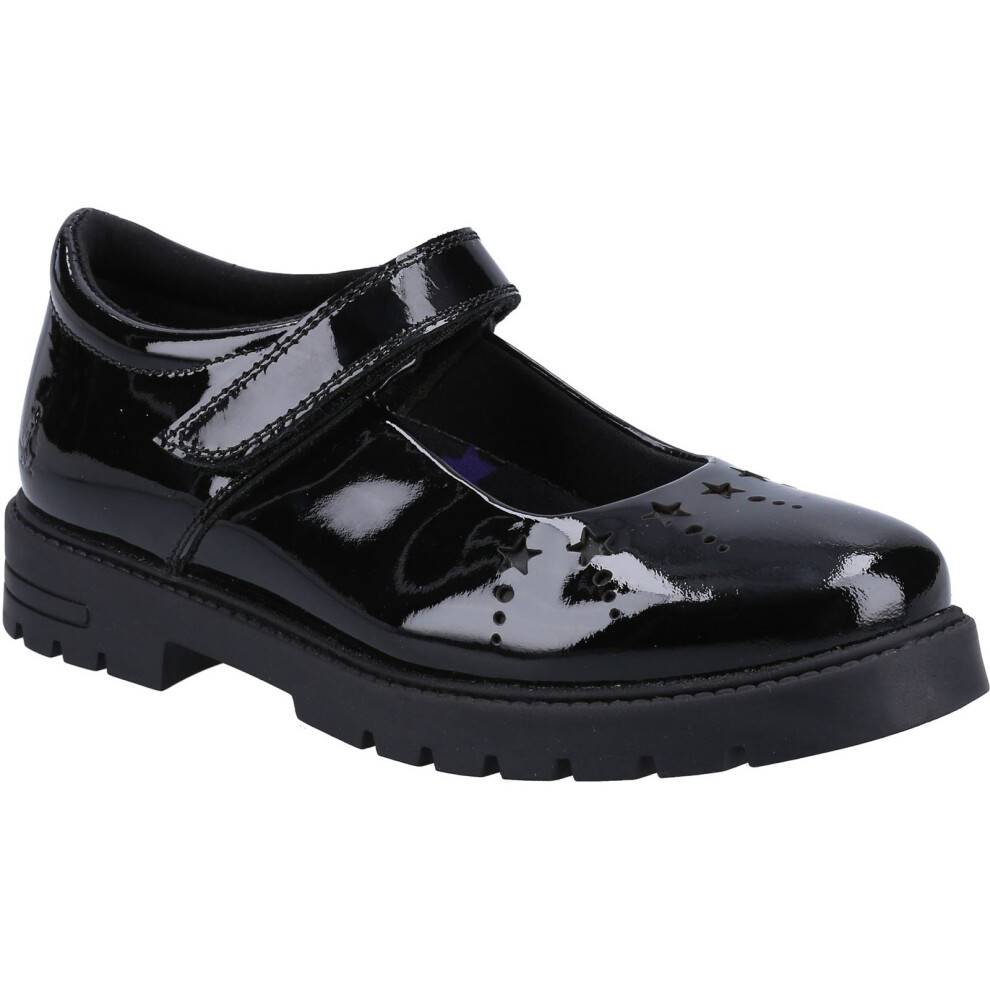 (Black, 4 (Adults')) Hush Puppies Sabrina Patent SNR Leather Girls's Black Shoes