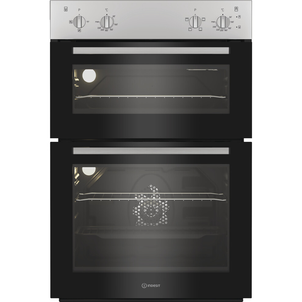 Indesit Built In Electric Double Oven - Silver - A/A Rated