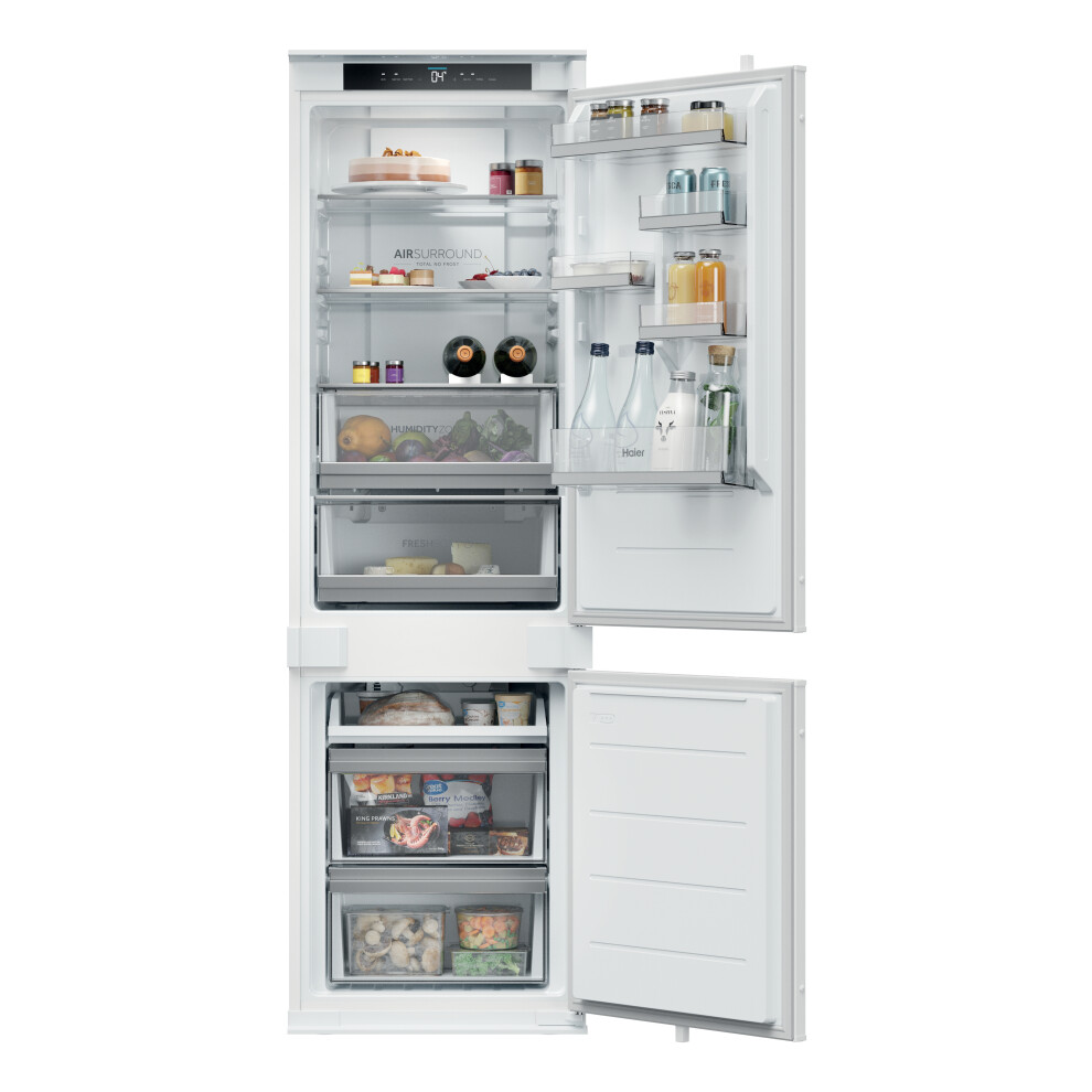 Haier Series 6 HBQW5518EK-UK 177cm High 70/30 Integrated No Frost Fridge Freezer with Sliding Door Fixing Kit - White - E Rated