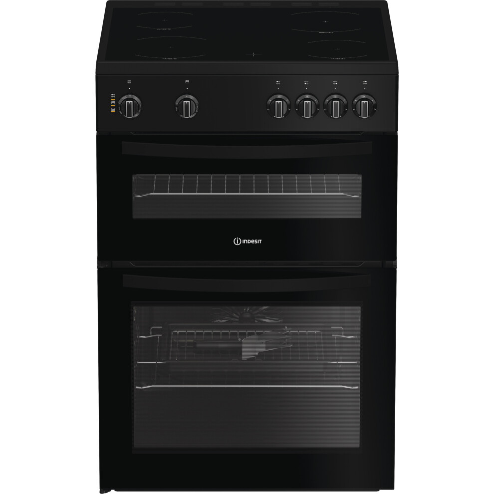 Indesit 60cm Electric Cooker with Ceramic Hob - Black - A Rated