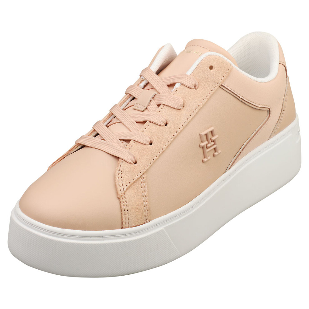 (6) Tommy Hilfiger Platform Court Sneaker Womens Fashion Trainers in Pink Bloom