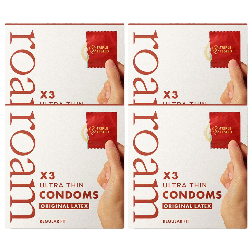 Roam 12X Original Latex Condom - Safer Sex & Contraception Regular Fit (3X4 Pk)