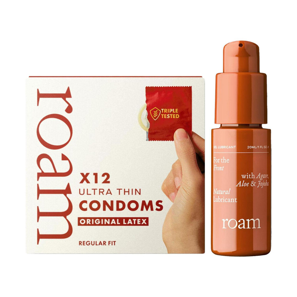 Roam Original Latex Regular Fit Condom Pack Of 12 With Front Lubricant, 20Ml