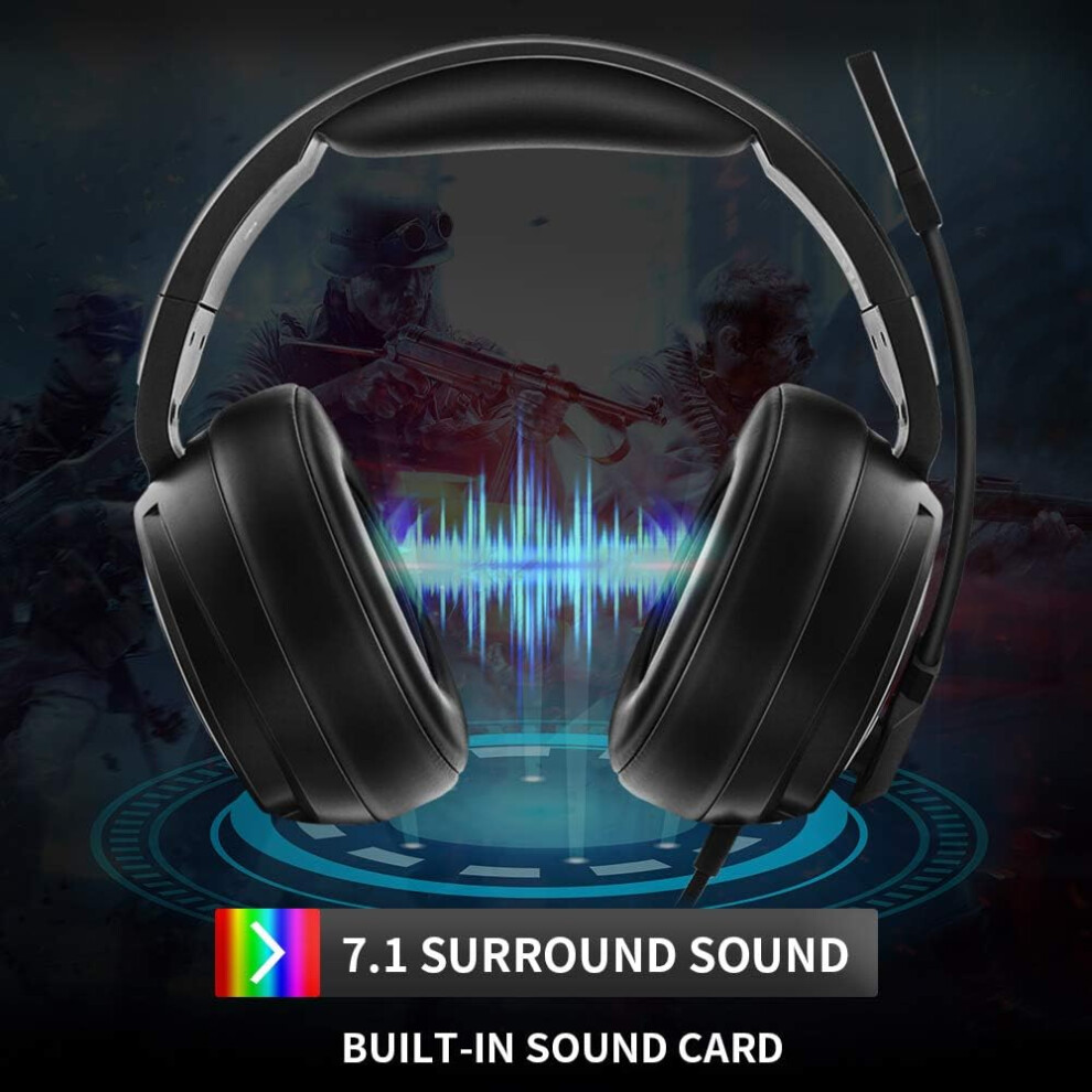 Usb Pro Gaming Headset For Pc- 7.1 Surround Sound Headphones With Noise Cancelling Microphone 7770198174052