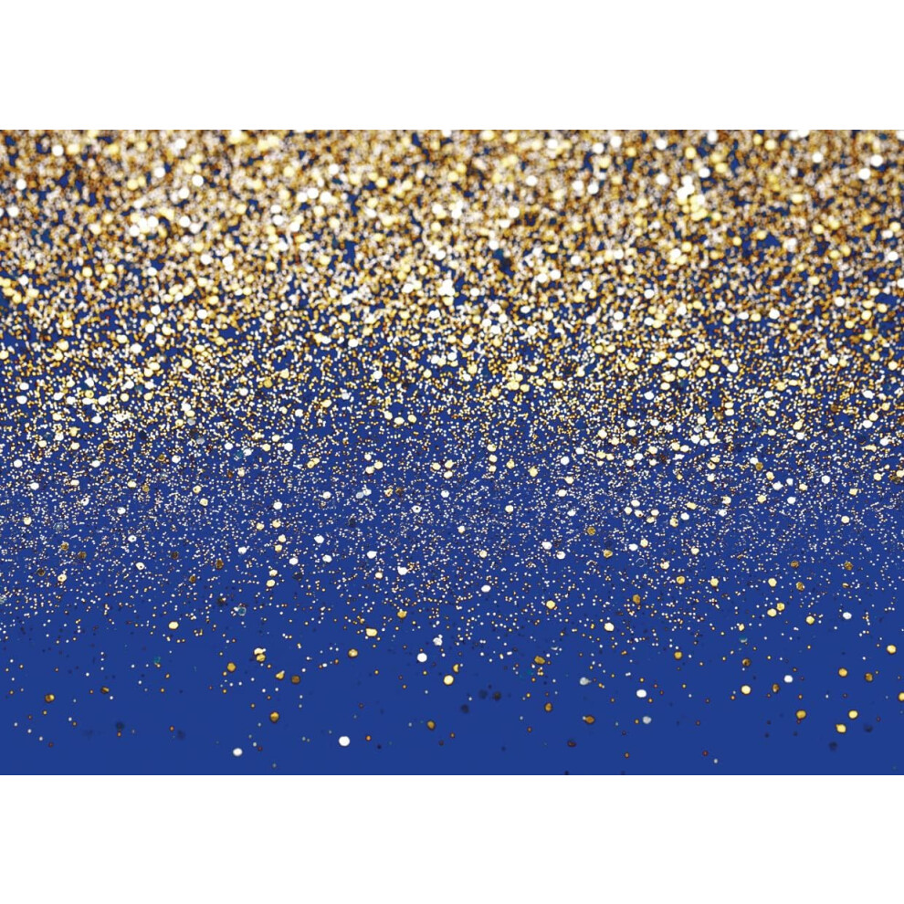 7X5ft Royal Glitter Backdrop Birthday Backdrop Spots Bokeh Backdrop Wedding Prom Graduation Photography Background Happy New Year Blue/Gold 7770198205374