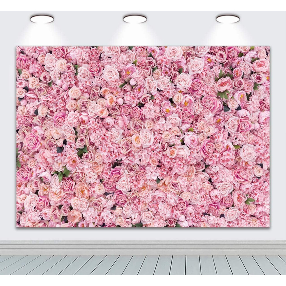 7X5ft Rose Wall Background Flowers Backdrops Spring Party Tea Party Flowers Backdrop, Girls Birthday Party Pink 7770198205626