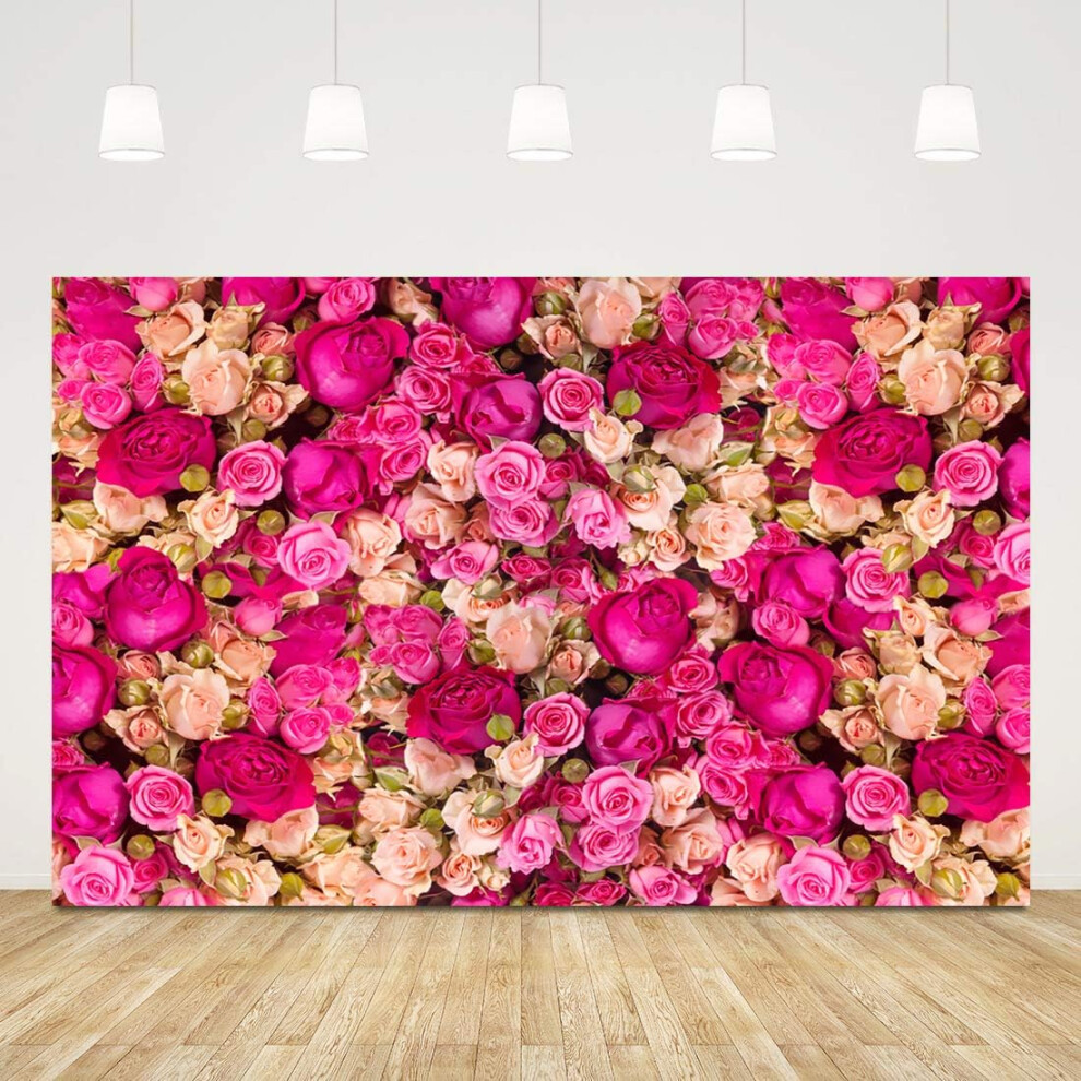 5X3ft Rose Flowers Photography Backdrop ,Valentine's Day Photo Background Baby Shower, Wedding Happy ,Mother's Day Backdrop Pink/Red 7770198205657