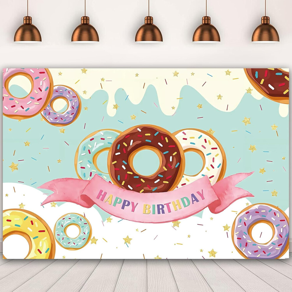 7X5ft Cartoon Doughnut Backdrop For Kids Birthday Colorful Doughnut Backgrounds Event Party Decorations Supplies Photographic 7770198206135