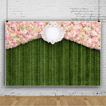 Beautiful flower wall pink flower grass wedding party decoration vinyl photo background cloth