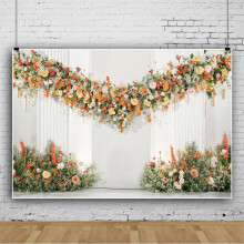 Beautiful flower wall pink flower grass wedding party decoration vinyl photo background cloth
