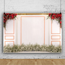 Beautiful flower wall pink flower grass wedding party decoration vinyl photo background cloth