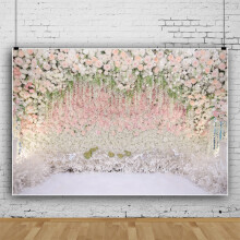 Beautiful flower wall pink flower grass wedding party decoration vinyl photo background cloth