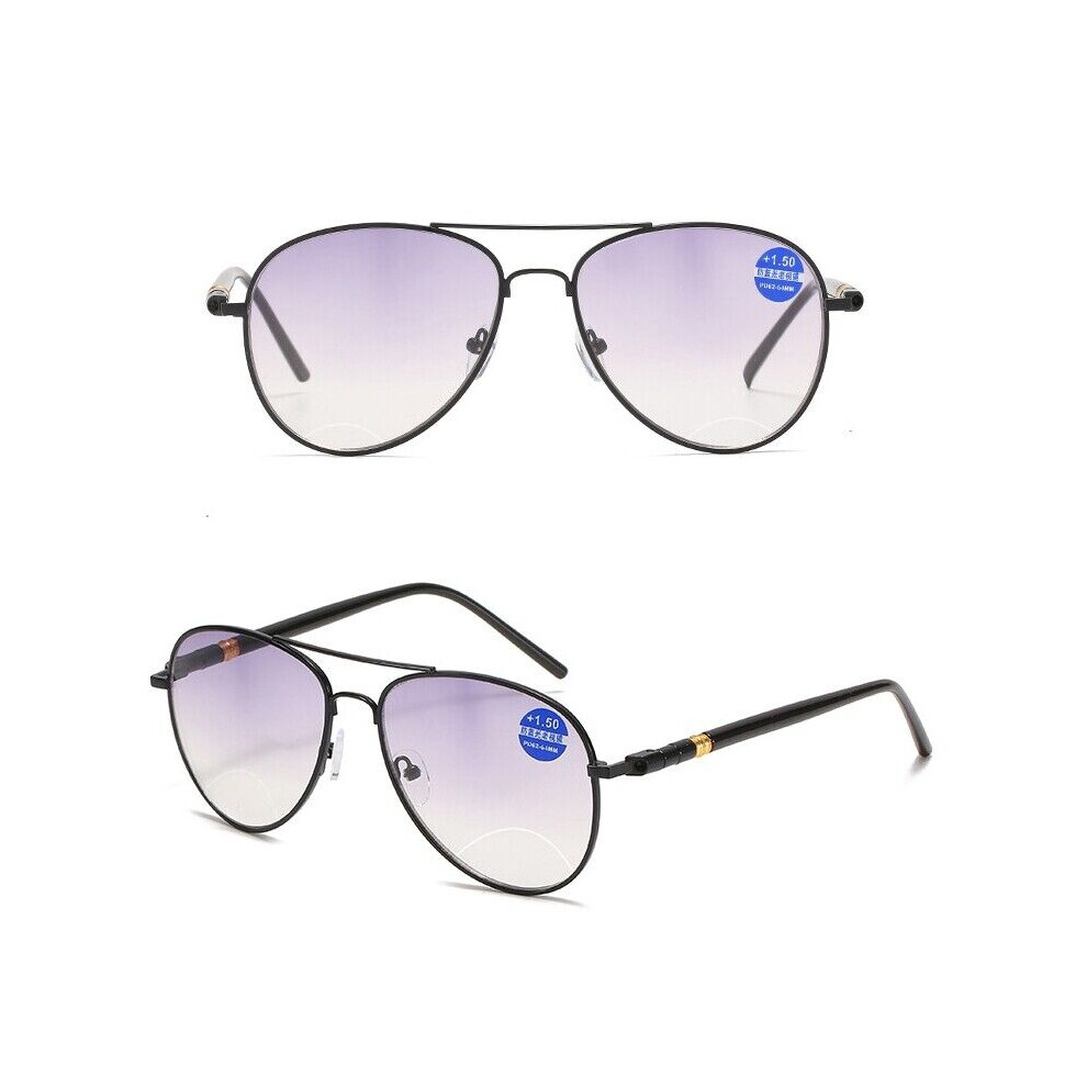 (+2.5, Black) Pilot Invisible Bifocal Reading Glasses Sunglasses Blue Light Blocking-image-OPC-PHDKMKD-NEW
