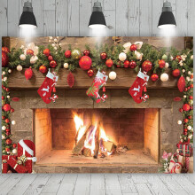 6x4ft Christmas Fireplace Theme Backdrop Merry Christmas Eve Photo Studio Backdrop