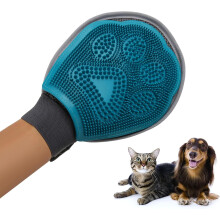 Pet Grooming Glove, Double Sided Brushes Gloves for Gentle Shedding, Adjustable Wrist Massage Pet Hair Remover Glove 1pcs