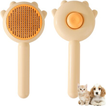 Magic Pet Comb,Pet Hair Cleaner Brush Cat Grooming Brush with Release Button,Cat Brush for Shedding Long or Short Hair Pet Massage Brushes(Yellow