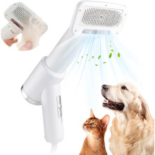 2in1 Pet Hair Dryer Brush,Portable Dog Hair Grooming Dryer with Self Cleaning Slicker Brush,Professional QuietPet Blow Dryer,3-Speed Wind Adjustable