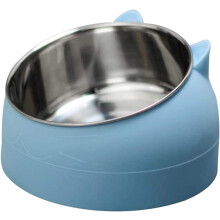 Stainless Steel Cat Bowl - Cat Water Bowl - Multifunction - for Food and Water - Blue