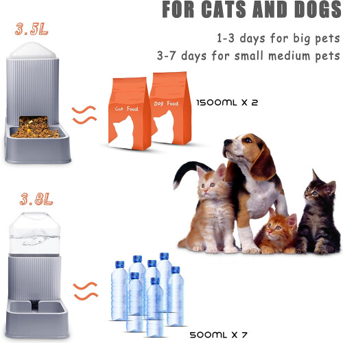 Automatic Cat and Dog Feeder and Cat Water Dispenser, 3.8L 2