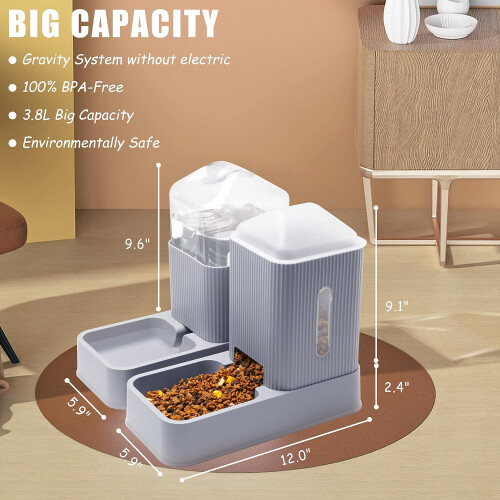 Automatic Cat and Dog Feeder and Cat Water Dispenser, 3.8L 1