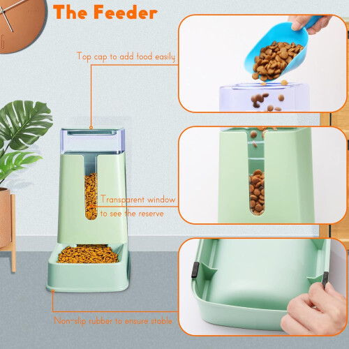 Automatic Dog Feeder and Water Dispenser (Green) 2