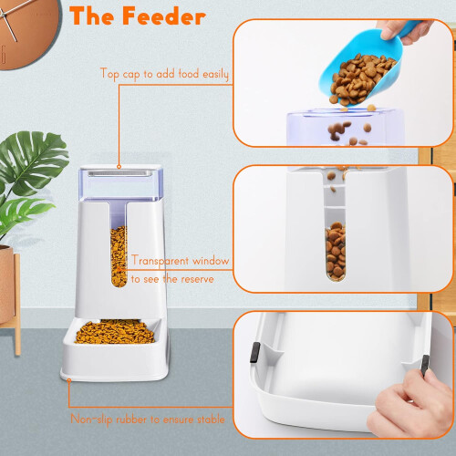 2 Pack Automatic Cat Cat Feeder - Automatic Water Dispenser for Small, Medium and Large Dogs - 3.8L - White 2