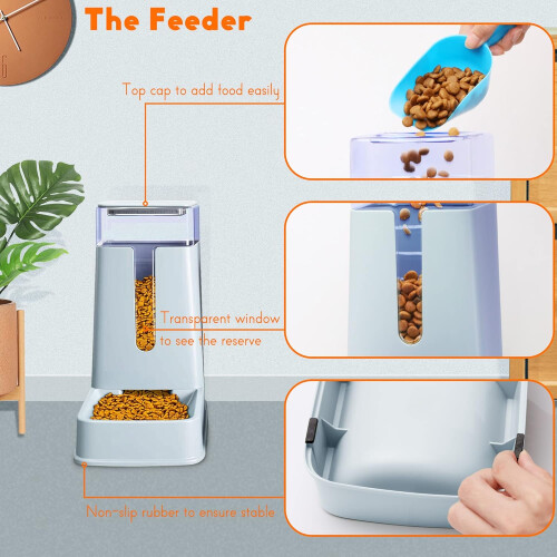 2 Pack Automatic Feeder and Water Dispenser for Small, Medium and Large Dogs, 3.8L (Gray) 2