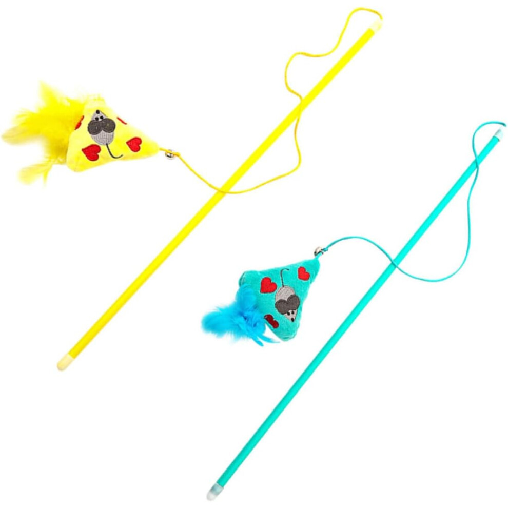 2pcs Cat Teaser Toys for Kittens Plush Toys Pet Toys Cat Teasing Stick Stuffed Toys Cat Toy Cat Teasing Toys Wand Interactive Toy